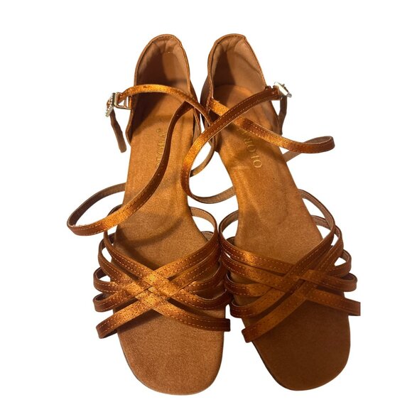 Satin Ballroom Dance Shoes Women Size 8 Rhinestone Buckle Strap OLORA - Picture 2 of 6